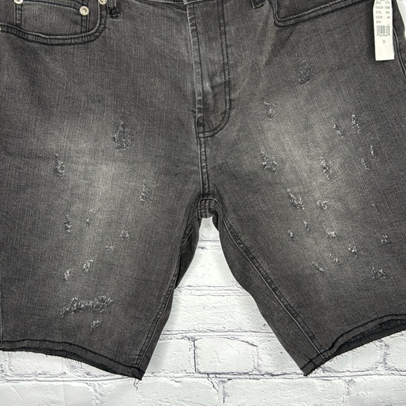 PacSun Active Stretch Skinniest Distressed Black Denim Shorts - Picture 3 of 8